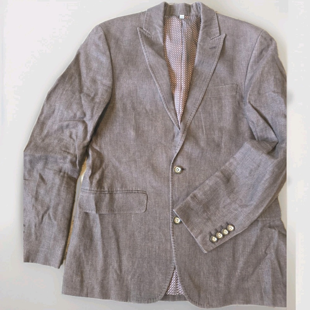 Baird McNutt Murano Slim Fit Blazer Men's Small Brown Linen Jacket EUC